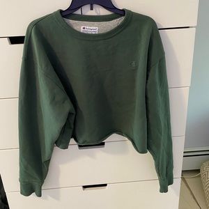 Forest Green Cropped Crewneck Pullover